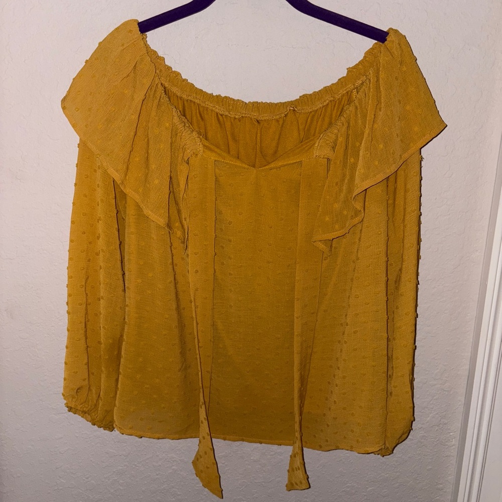 Women's Mustard Off-Shoulder Top
